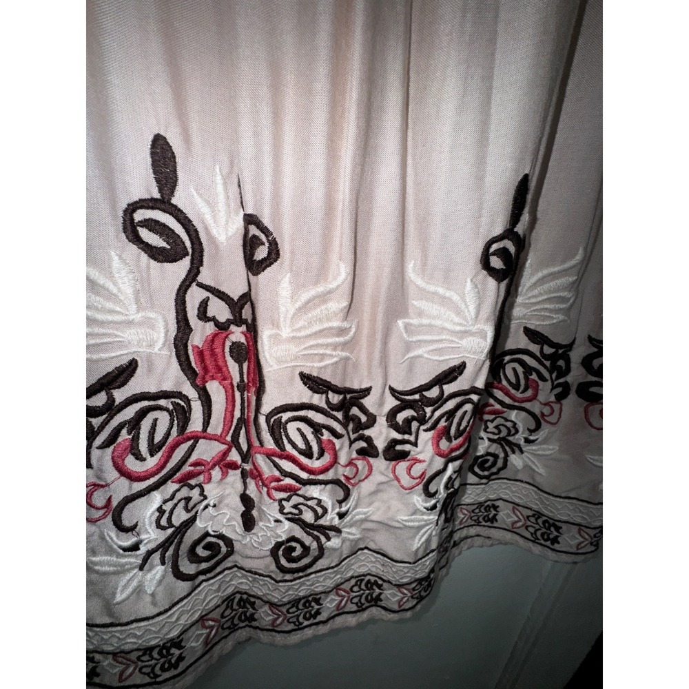 Tan World Market Womens S/M Embroidered Boho Dress Hippie Casual Western Cute - Picture 7 of 7